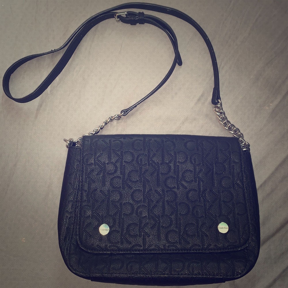 Black and Silver Calvin Klein Crossbody Bag